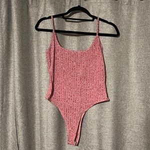 Pink bodysuit with plunging back